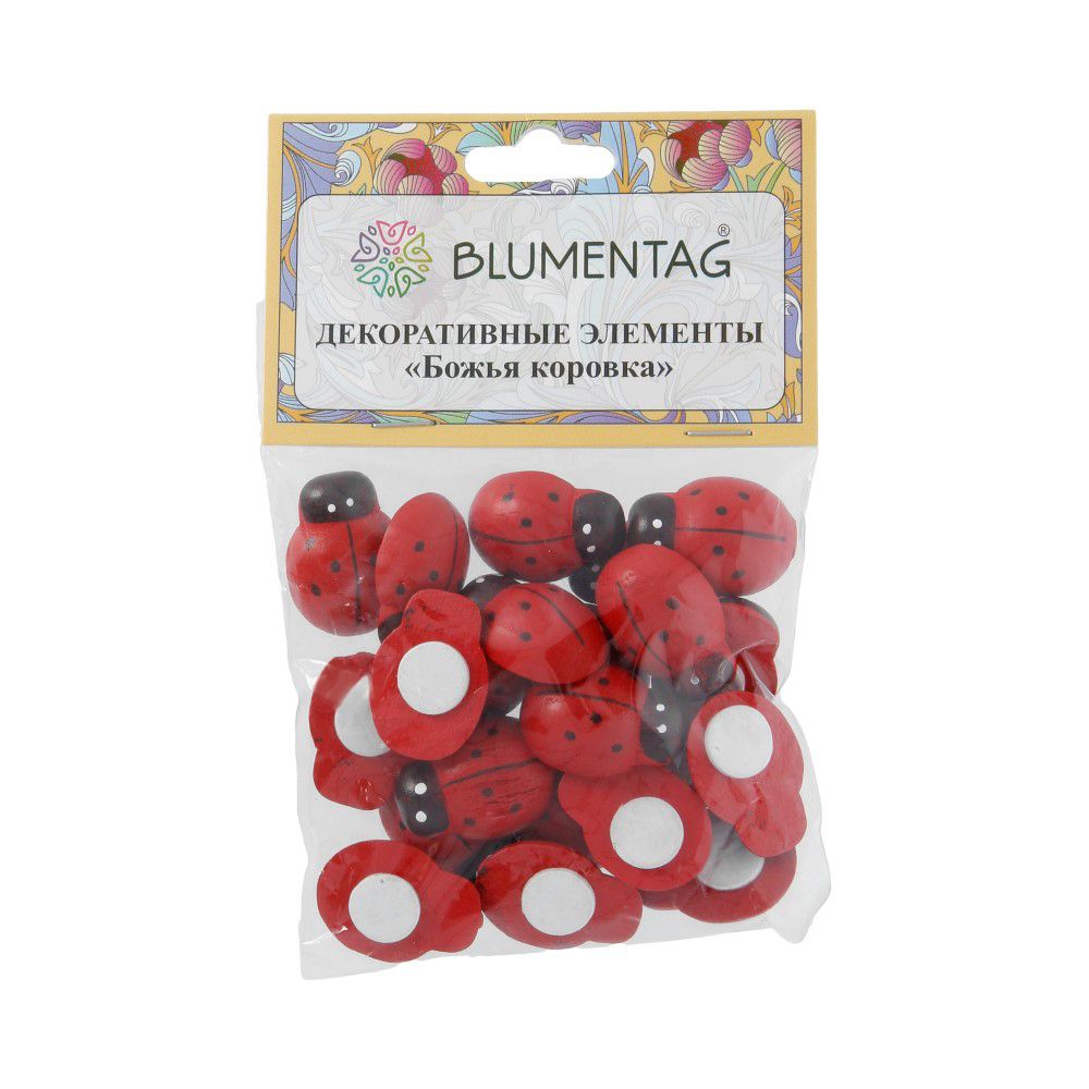 Декоративные элементы 5х24 шт, 2.5 см, Божья коровка/красный, Blumentag WLBF-03