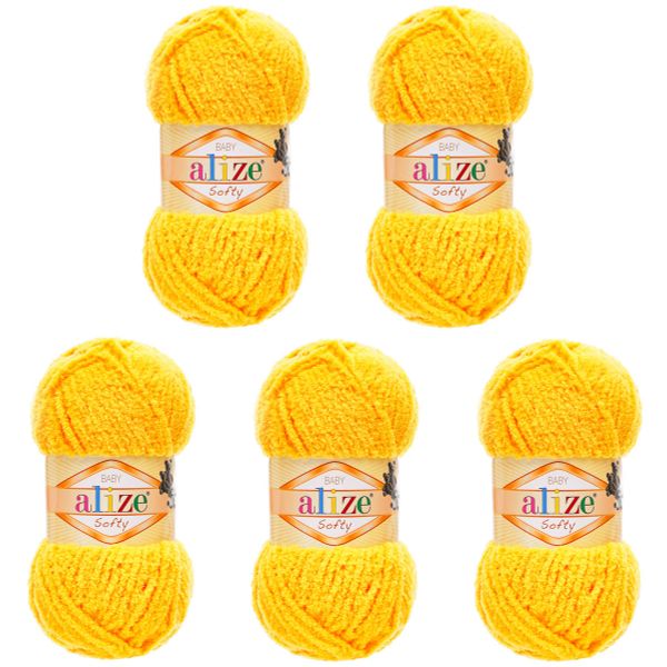 Пряжа Alize (Ализе) Softy / уп.5 мот. по 50 г, 115м, 216 желтый A