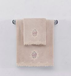 Махровое полотенце DESTAN ДЕСТАН пудра Soft Cotton (Турция)