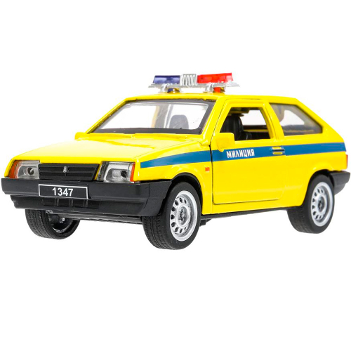 Модель LADA-2108 "СПУТНИК" Милиция 12 см, свет-звук, двери открываются