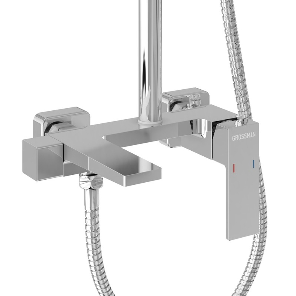 Душевая стойка Grossman Style 500.K35.05.100 с верхним душем,ручной лейкой и смесителем,хром глянцевый,1 место