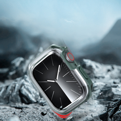 Чехол-бампер с зелеными вставками от Dux Ducis для часов Apple Watch 44мм для моделей 4, 5, 6 и SE, серия Tamo Series Case