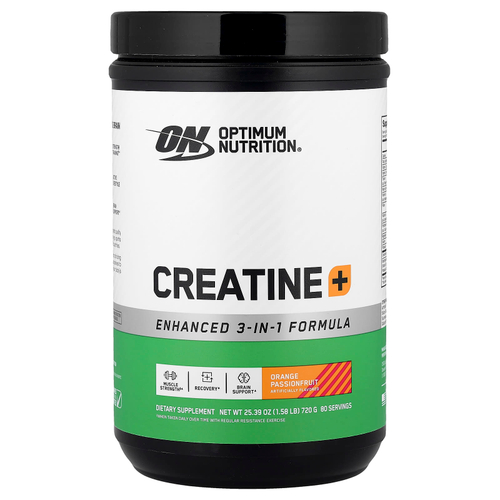 Optimum Nutrition, Creatine +, апельсин и маракуйя, 720 г (1,58 фунта)