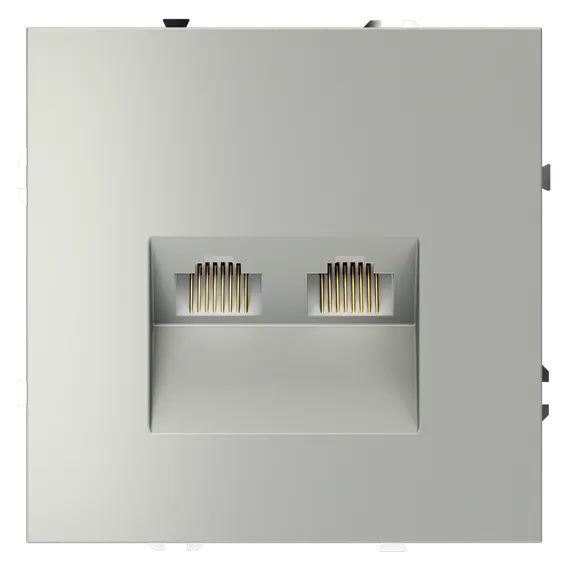 Розетка компьютерная двойная RJ45+RJ45 кат.6 Voltum S70 Сталь VLS060205