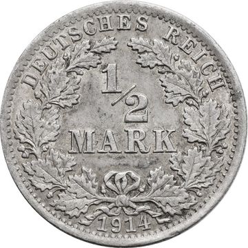 1/2 марки 1914 Германская империя "A"