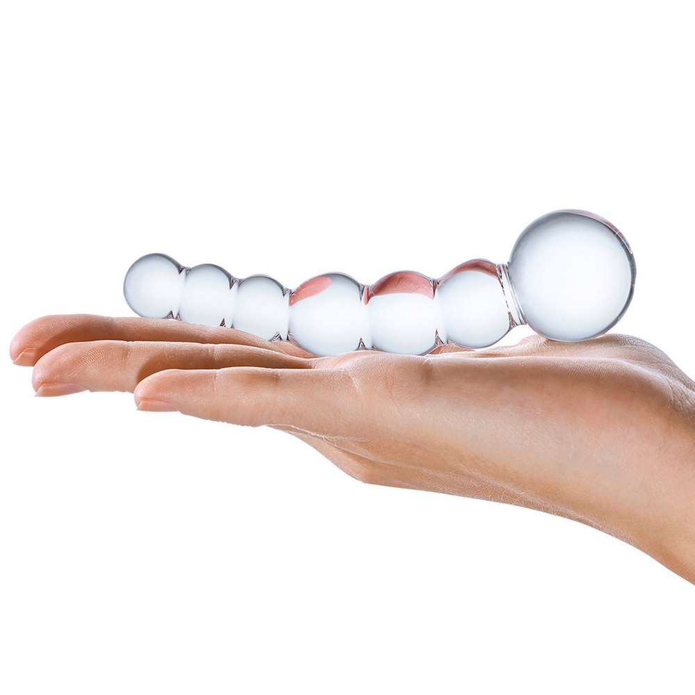 Изогнутый прозрачный стимулятор Beaded Dildo - 13 см. (Цвет: прозрачный)