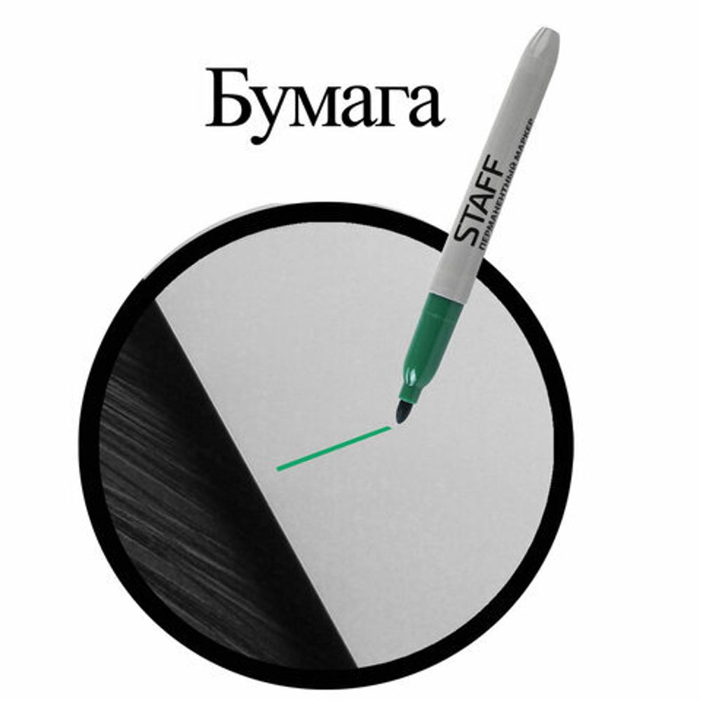 Маркер перманентный (нестираемый) STAFF "EVERYDAY" PM-233, ЗЕЛЕНЫЙ, эргономичный корпус, круглый наконечник 2 мм, 151236