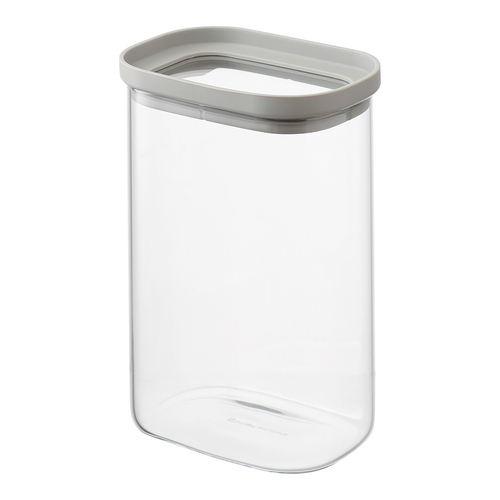 Банка для хранения прямоугольная Vacuum Glass, 1,5 л | светло-серая