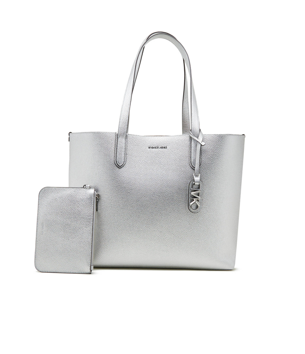 Двухсторонняя кожаная сумка-шопер + поясная сумка XL EW REVERSIBLE TOTE Michael Kors - серебряный(30H3SZAT4M)