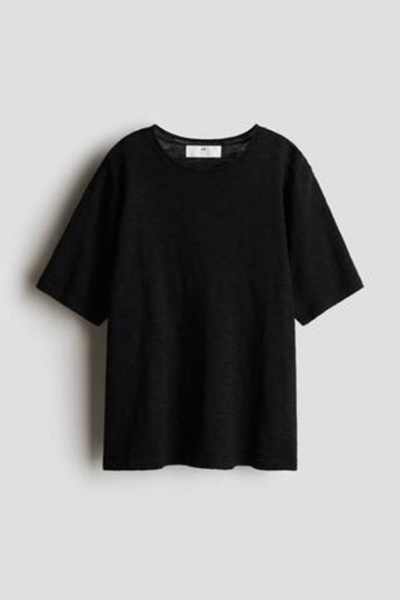 H&M Футболка свободного кроя из тонкого трикотажа, черный