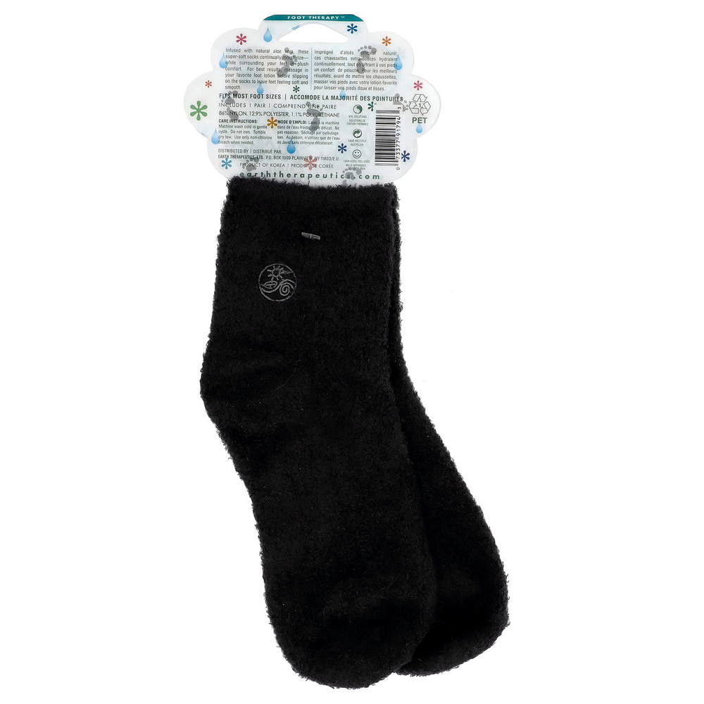 Earth Therapeutics, Aloe Moisture™, носки Aloe Socks™, черный, 1 пара