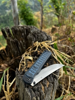 Складной нож Whisper AUS-10Co StoneWash Blue, на подшипнике