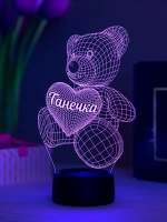 Ночник "Именной мишка Танечка" - подарок девочке