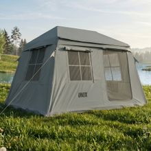 Надувная палатка UNIX Camp Vega 3х2 серый (+ навес)