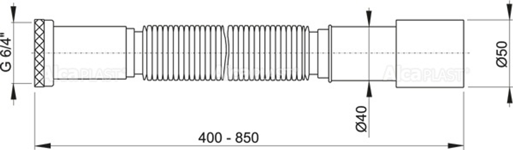 Гибкое соединение 6/4" × 40/50 металл Alca Plast A708