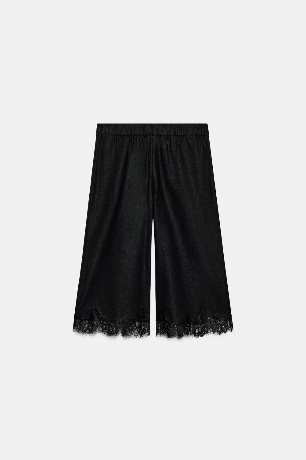 УДЛИНЕННЫЕ ЛЬНЯНЫЕ ШОРТЫ С КРУЖЕВОМ — ZARA