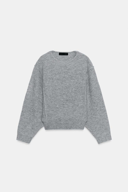 ZARA СВИТЕР С ЗАНИЖЕННОЙ ПРОЙМОЙ, СЕРЫЙ МЕЛАНЖ