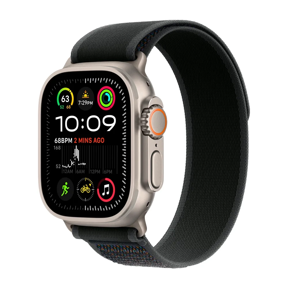 Умные часы Apple Watch Ultra 2 (2024) GPS + Cellular, 49mm, Natural Titanium Case with Black Trail Loop S/M, (Черный)