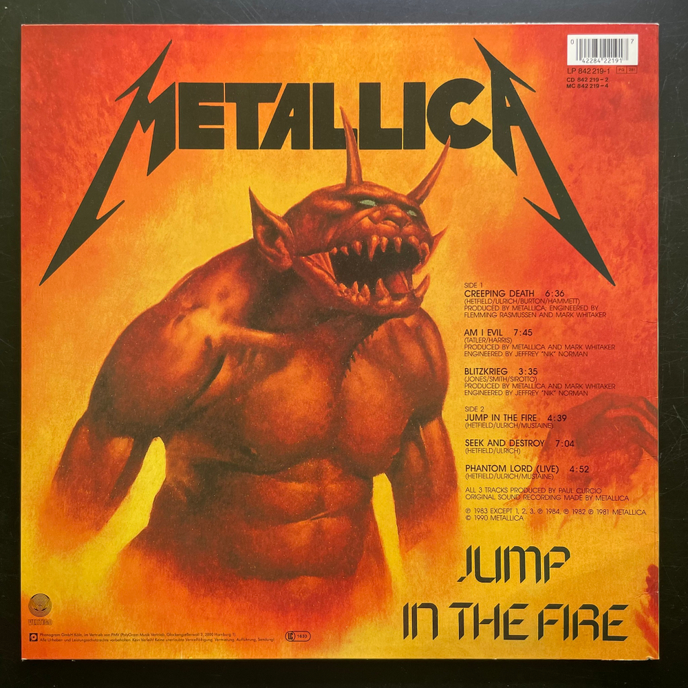 Metallica ‎– Creeping Death / Jump In The Fire (Голландия 1990г.) EP