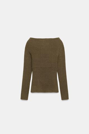 ZARA ДРАПИРОВАННЫЙ ТОП С ЗАПАХОМ, ЗЕЛЕНЫЙ МЕЛАНЖ