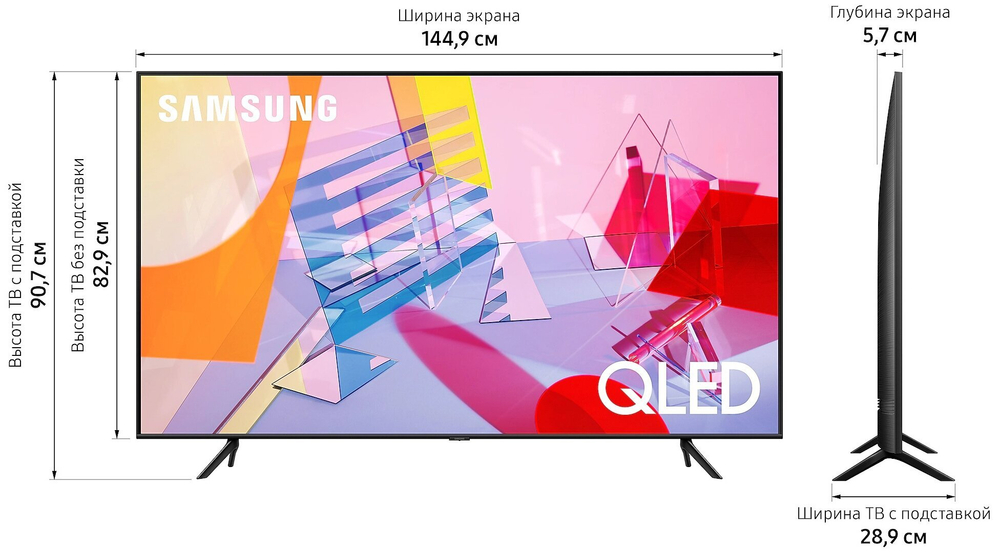 65" Телевизор Samsung QE65Q60TAU QLED HDR Smart TV, Черный