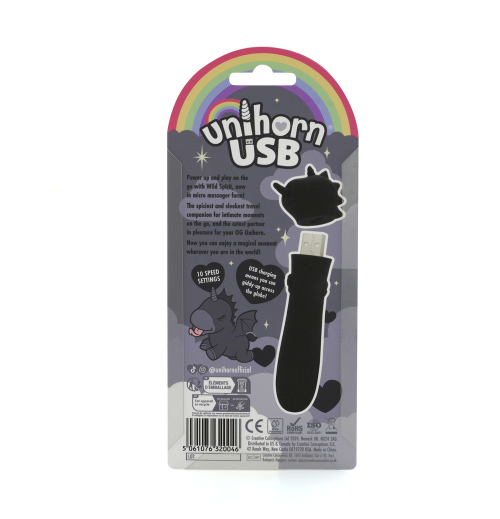 Вибропуля Unihorn USB Wild Spirit со стимуляцией язычком