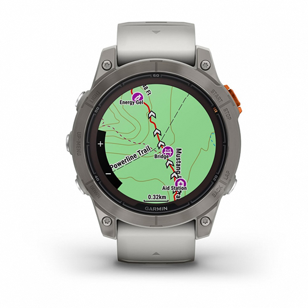 Умные часы Garmin FENIX 7 PRO Sapphire Solar 47 мм титановый серый с серо-оранжевым ремешком