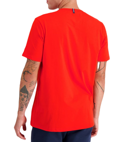Мужская теннисная футболка Le Coq Sportif ESS Tee Short Sleeve N°4 SS23 - красный