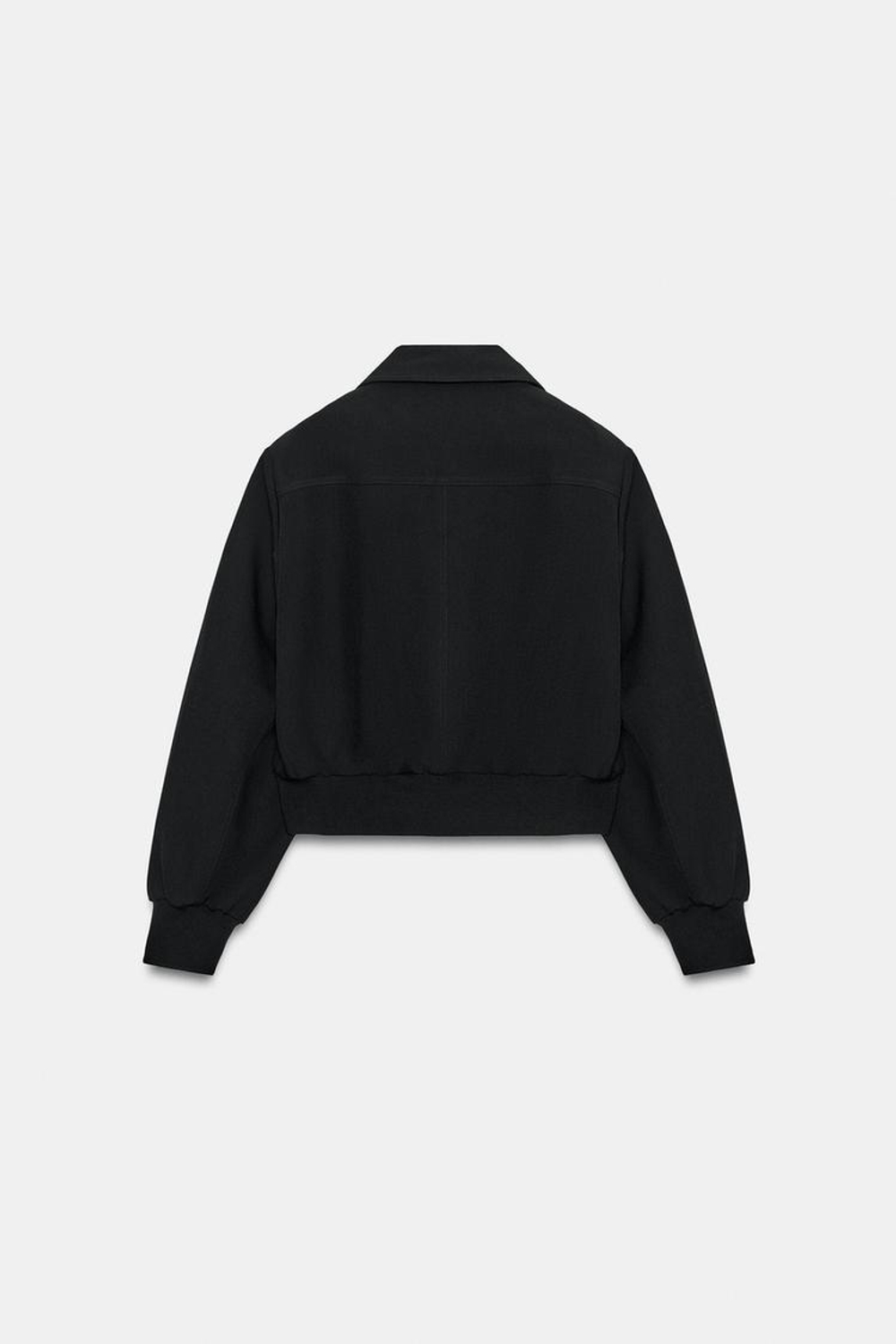 ZARA КОРОТКАЯ КУРТКА С ПОДПЛЕЧНИКАМИ, ЧЕРНЫЙ
