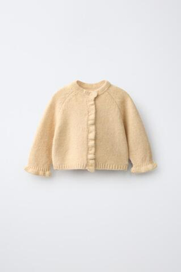 ZARA КАРДИГАН С ОБОРКАМИ, ВАНИЛЬНЫЙ