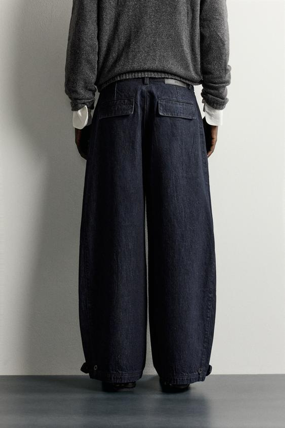 ZARA ДЖИНСЫ BALLOON FIT С ХЛЯСТИКАМИ, ИНДИГО