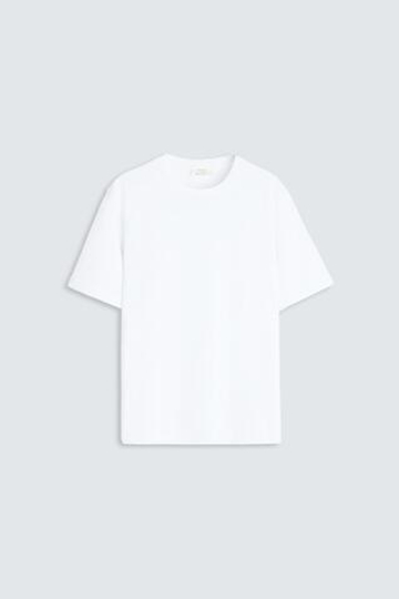 ZARA ХЛОПКОВАЯ ФУТБОЛКА С КОРОТКИМИ РУКАВАМИ, БЕЛЫЙ
