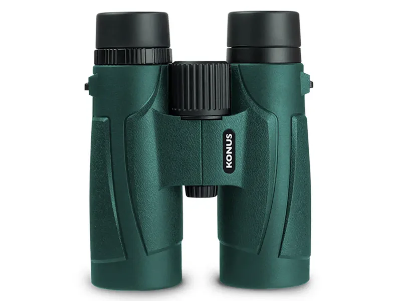 Бинокль Konus Regent-HD 10x42 WA задний вид, зеленый корпус, надпись Konus