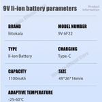 Аккумулятор Liitokala LII-USB-9V 1100mah Li-ion