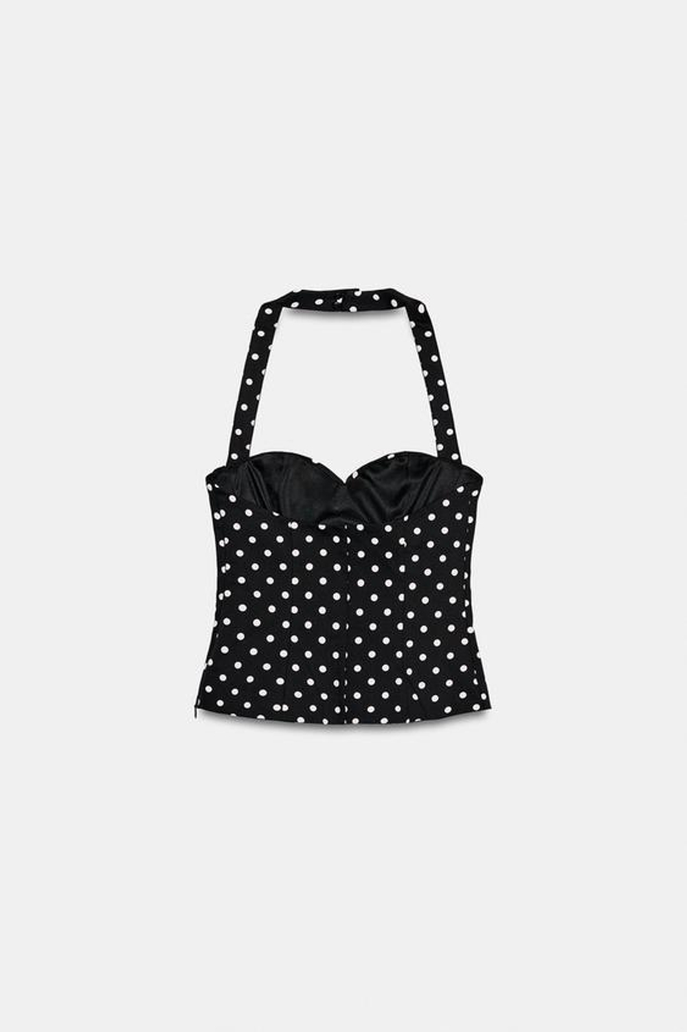 ZARA ТОП С ГОРЛОВИНОЙ ХАЛТЕР И ВЫРЕЗОМ СЕРДЕЧКОМ, ЧЕРНЫЙ/БЕЛЫЙ