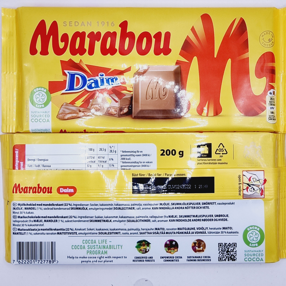 Marabou Шоколад молочный Daim с миндальным грильяжем (200х2) 400 г (Швейцария)