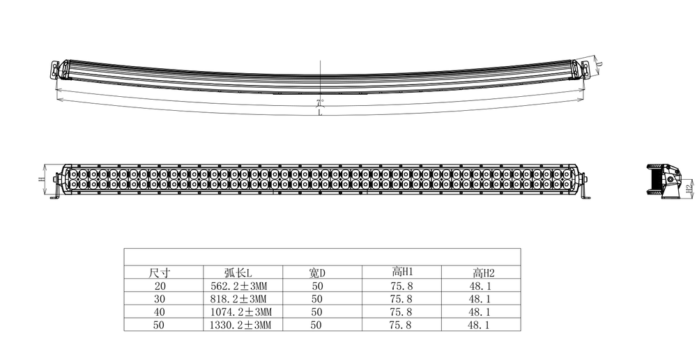 Балка Aurora 50" комбинированного белого света ALO-C-D6D1-50