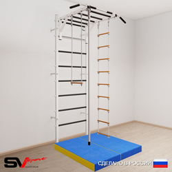 Шведская стенка Sv Sport усиленная 6364 (Турник рукоход/Канат/Лестница/Трапеция/Мат 1м)