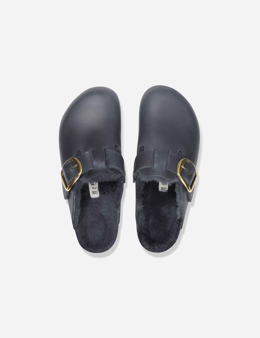 Birkenstock Boston Big Buckle Shearling Clogs "Midnight"