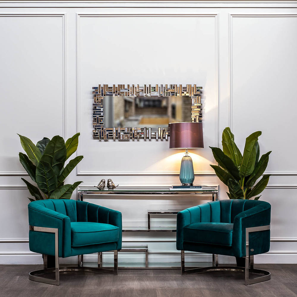 Зеркало настенное 116x57.6см Garda Decor серебряное стиль ар-деко