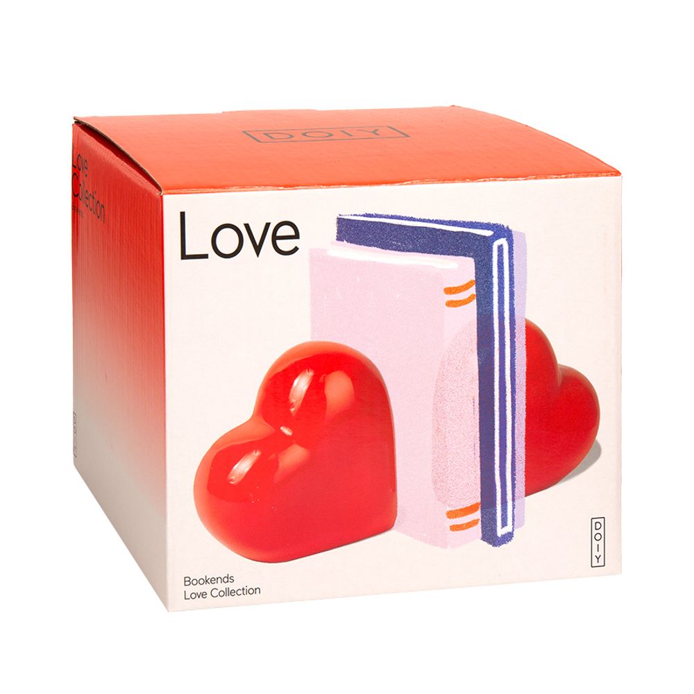 Держатель для книг Love, 14х14 см, красный, 2 шт.