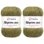 Пряжа Astra Premium (Астра Премиум) Шерсть яка / уп.2 мот. по 100 г, 120 м, 24 зеленый мох