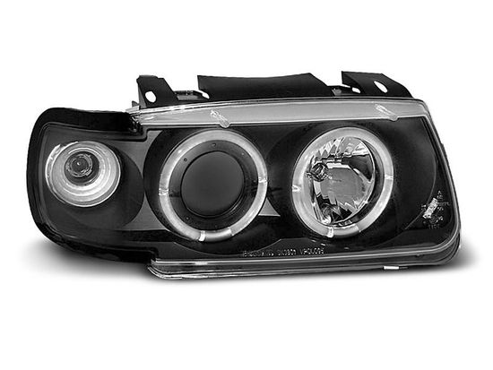 Передние фары VW Polo 3 6N angel eyes black