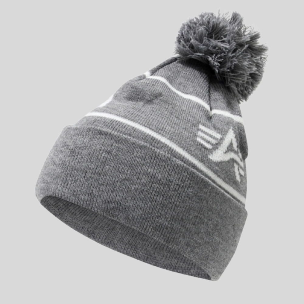 Шапка Alpha Industries Essential Pom Beanie Medium Charcoal Heather (Серая)