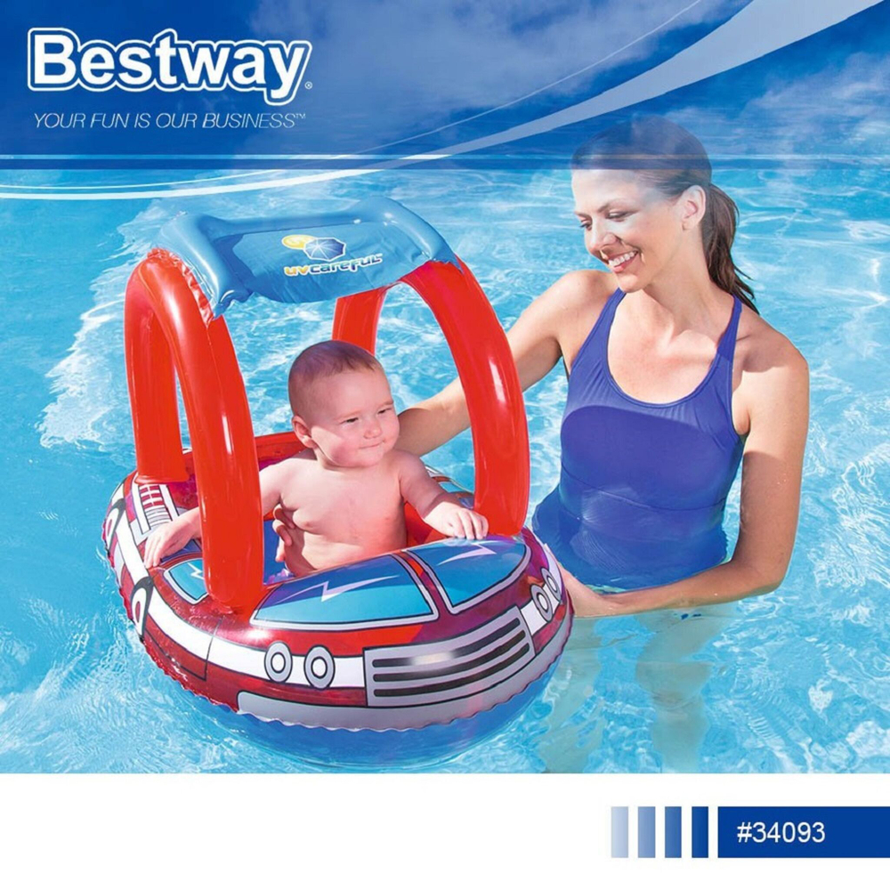 Круг надувной 81х58 см, Bestway, Пожарная машина, с сидением и тентом, 34093