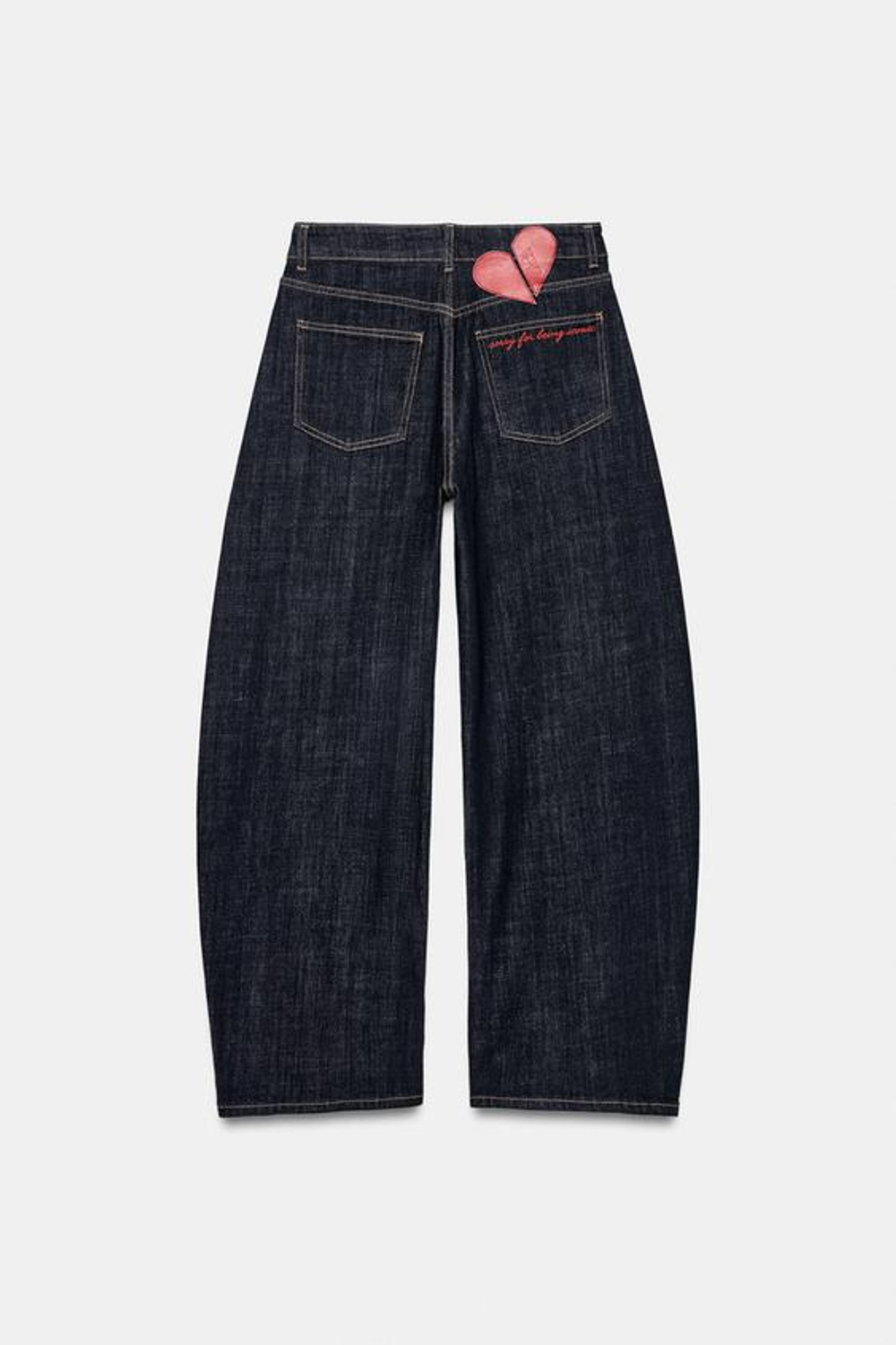 ZARA ДЖИНСЫ Z1975 BARREL, ВЫСОКАЯ ПОСАДКА, ВЫШИВКА, СИНИЙ