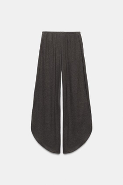 ZARA ЛЬНЯНЫЕ БРЮКИ С РАЗРЕЗАМИ, УГОЛЬНЫЙ