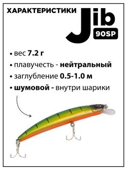 Воблер шумовой Минноу JIB 90SP 90 мм 7.2 г цвет #22