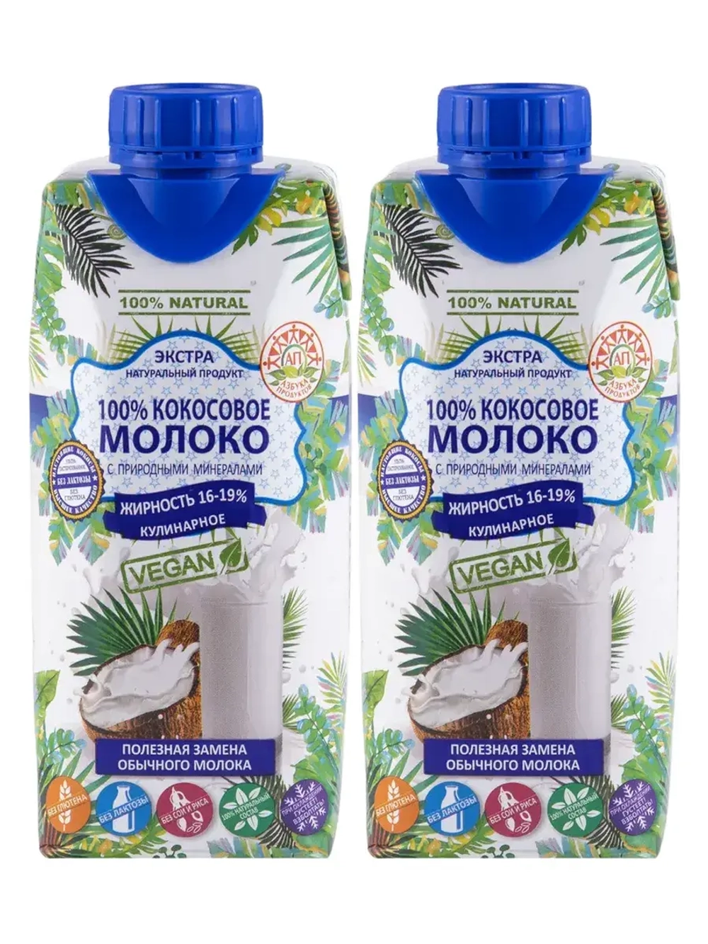 Кокосовое молоко 16-19% кулинарное 330 мл * 2 шт