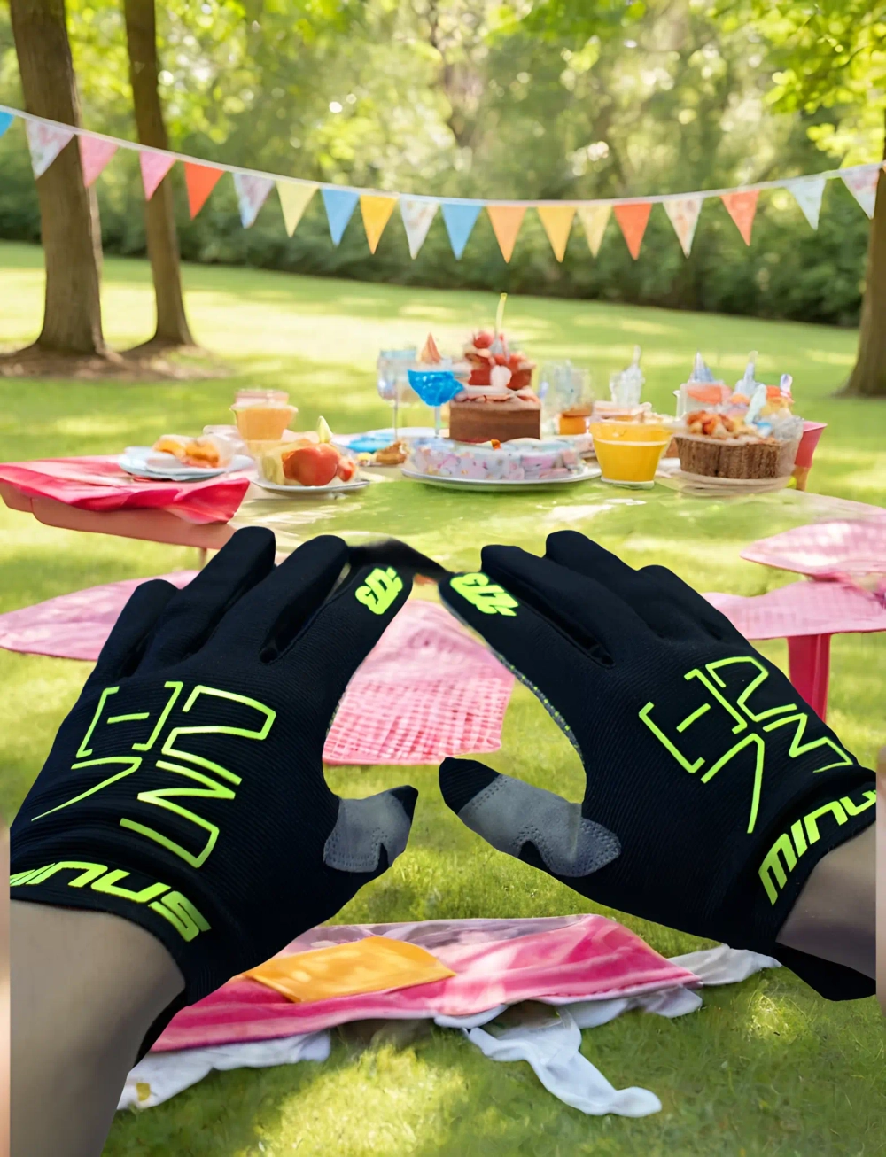 Перчатки -273 SIM Glove черный-жёлтый крупным планом